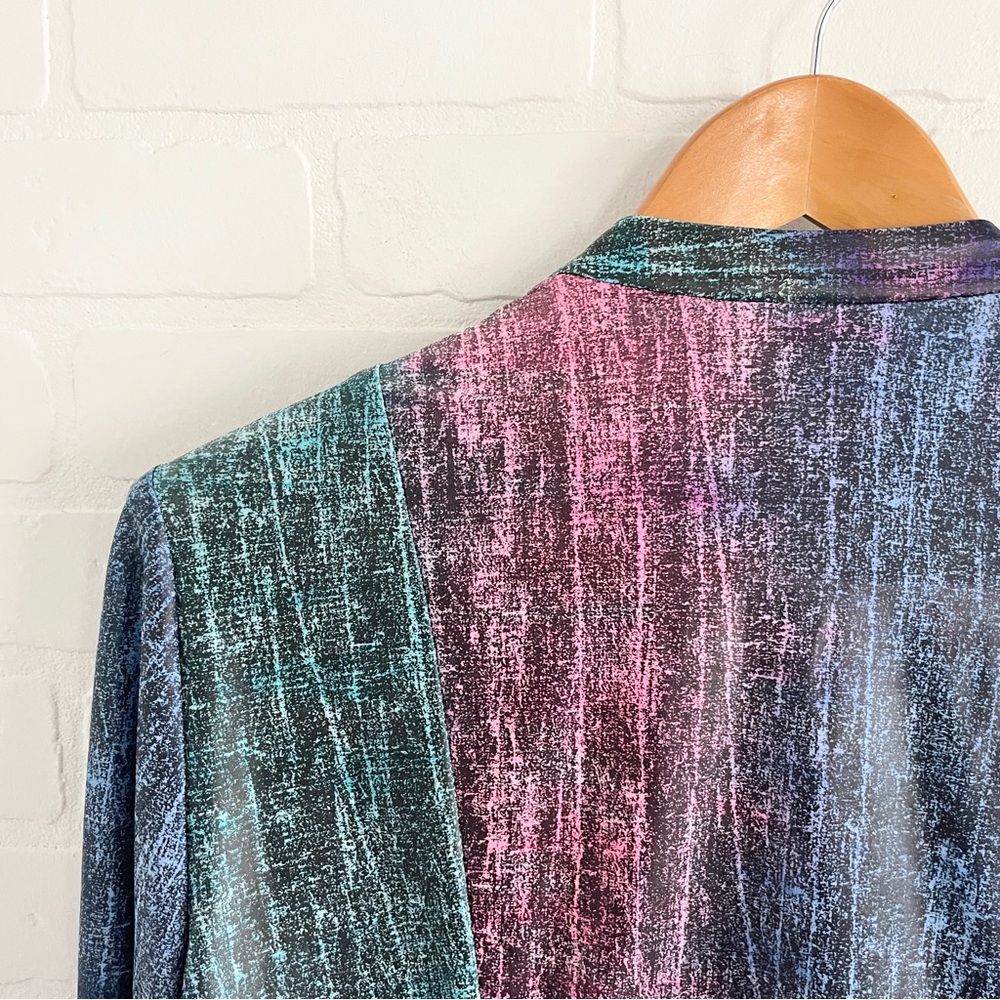Joseph Ribkoff Cyber Ruched Jacket Liquid Metal Effect Sz L - Picture 11 of 13